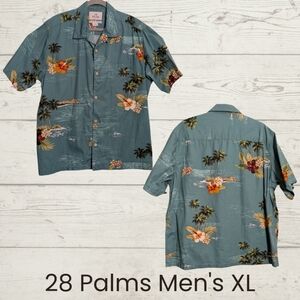 28 Palms Men's XL Hawaiian Style Button Down EUC